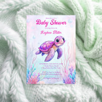 Sous la mer mignonne tortue baby shower rose pourp