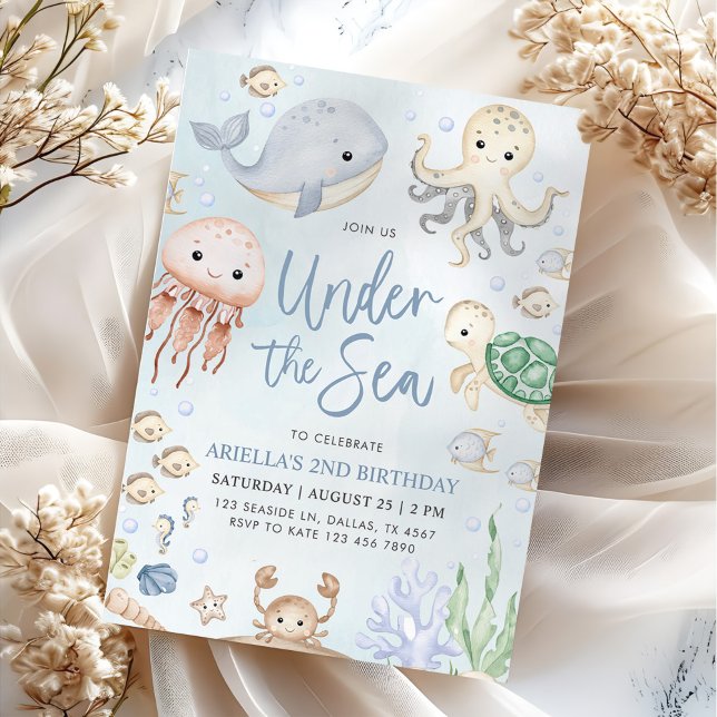 Invitation Sous la mer Ocean Animals Anniversaire (Créateur téléchargé)