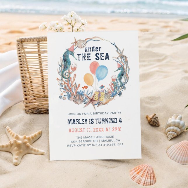 Invitation Sous la mer Seahorse Seashell Starfish (Créateur téléchargé)