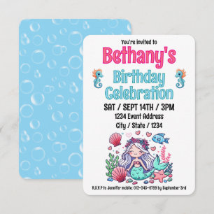 Invitation Sous la mer Sirène Anniversaire