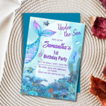 Sous la mer sirène bleu & violet 1er anniversaire