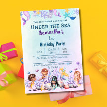Sous la mer sirène mignonne enfants bleu 1er anniv