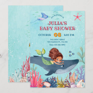 Invitation Sous la mer, une petite sirène et un baby shower d
