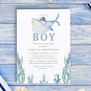 Invitation Sous l'aquarelle de la mer C'est un Baby shower ga