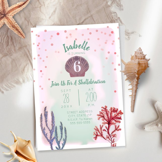 Invitation Sous l'aquarelle de la mer Confetti Coral Annivers (Créateur téléchargé)