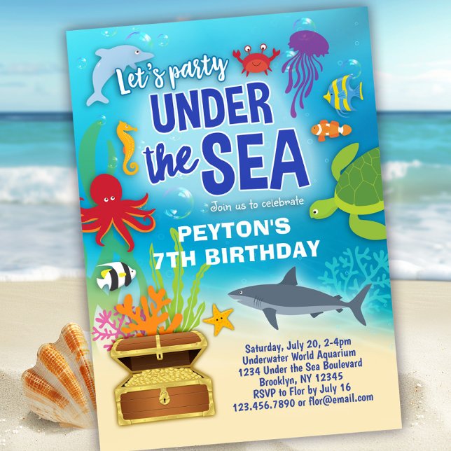 Invitation Sous l'Aquarium marin Fête d'anniversaire (Créateur téléchargé)
