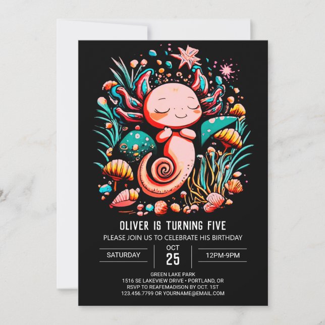 Invitation Sous l'Axolotl de la mer Imprimable Anniversaire (Devant)