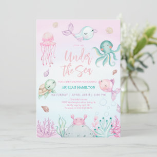 Invitation Sous le Baby shower d'animaux marins