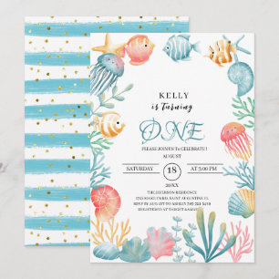 Invitation Sous le Baby shower d'aquarelle de l'océan marin