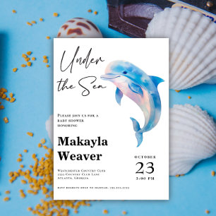 Invitation Sous le Baby shower d'aquarelle de mer