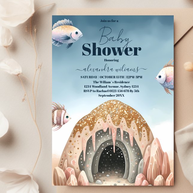 Invitation Sous le Baby shower d'aquarelle de mer (Créateur téléchargé)