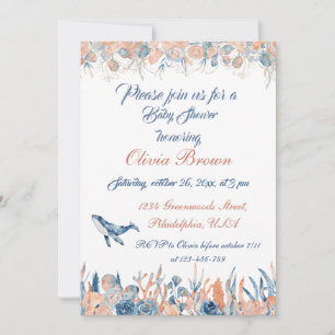 Invitation Sous le Baby shower d'aquarelle de mer