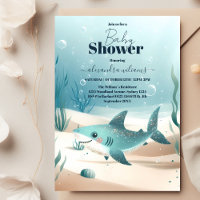 Sous le Baby shower d'aquarelle du requin marin