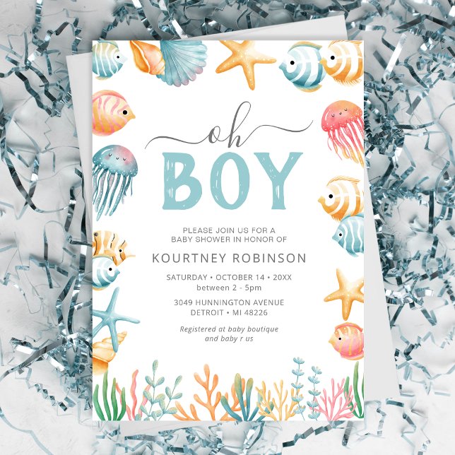 Invitation Sous le Baby shower de la mer Oh Boy (Créateur téléchargé)