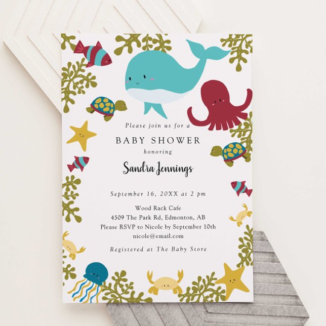 Invitation Sous le Baby shower de mer Cute Neutral (Créateur téléchargé)