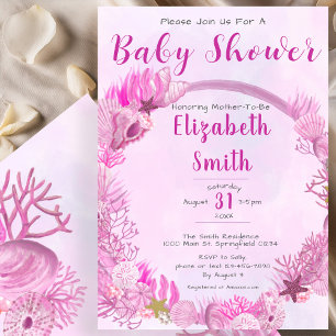 Invitation Sous le Baby shower des filles roses mignonnes de 