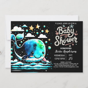 Invitation Sous le Baby shower des Garçons de la Baleine de M