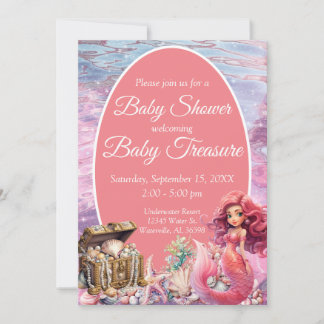 Invitation Sous le Baby shower des sirènes de mer