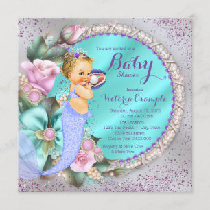 Invitation Sous le Baby shower des sirènes de mer
