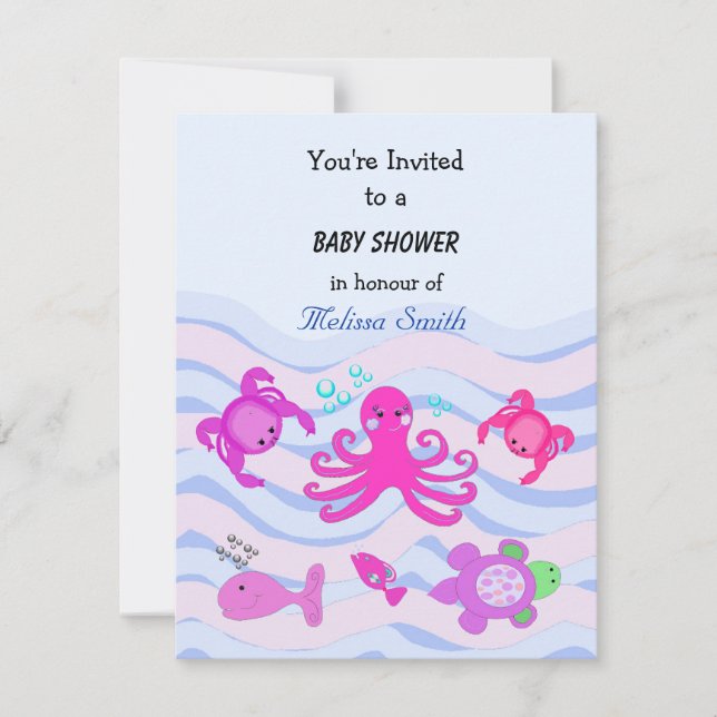 Invitation Sous le Baby shower marin (Devant)