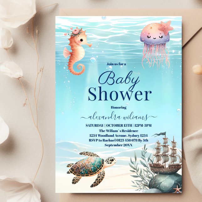 Invitation Sous Le Baby shower Marin (Créateur téléchargé)