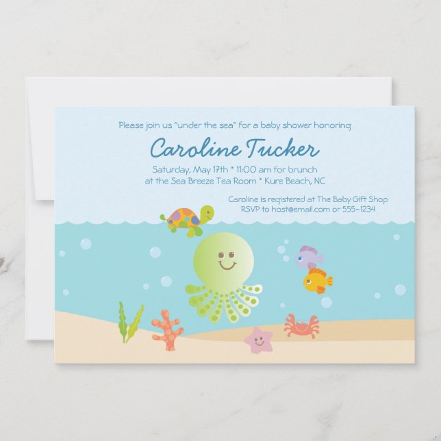 Invitation Sous le Baby shower marin (Devant)