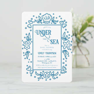 Invitation Sous le Baby shower marin Nautical Ocean Boy