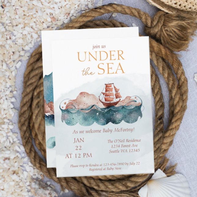 Invitation Sous le Baby shower marin Whimsical Ocean (Créateur téléchargé)