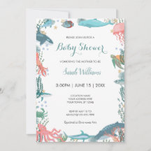 Sous le Baby shower Sea Cute Ocean Animaux RSVP