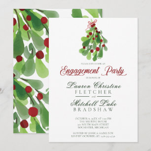Invitation Sous le Fiançailles de Noël Mistletoe
