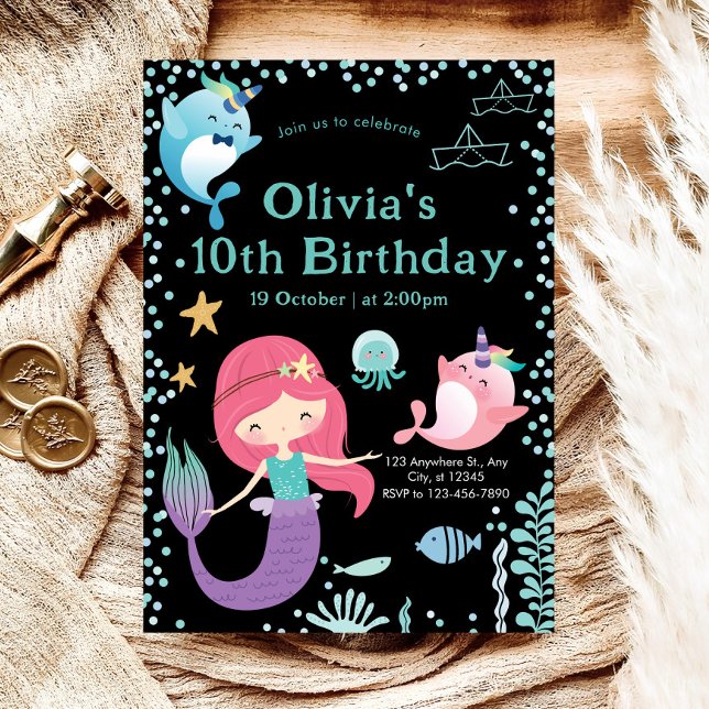 Invitation Sous le parti Anniversaire de enfant de la mer (Créateur téléchargé)