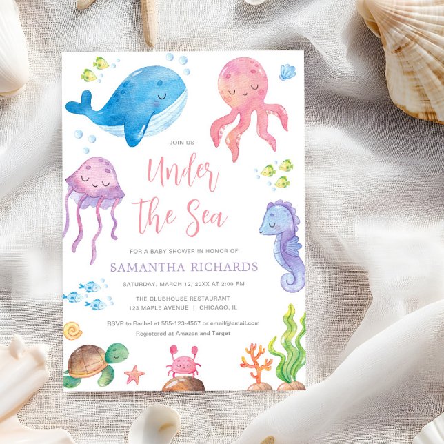 Invitation Sous le thème de la mer océanique baby shower fill (Créateur téléchargé)