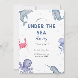 Invitation Sous le thème de la mer Parti anniversaire de enfa