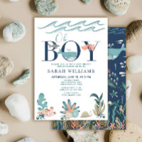 Sous l'eau bleu aquarelle Oh garçon Baby Shower