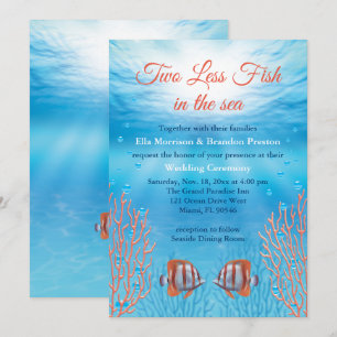 Invitation Sous l'eau deux poissons de moins dans le Mariage 