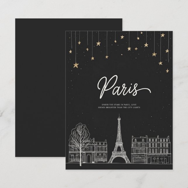 Invitation Sous les étoiles à Paris (Devant / Derrière)