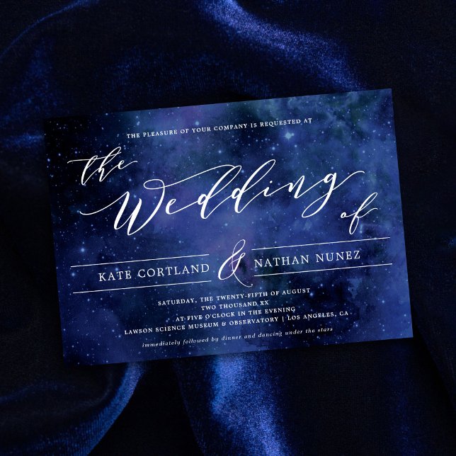 Invitation Sous les étoiles Élégant Mariage d'astronomie spat (Créateur téléchargé)