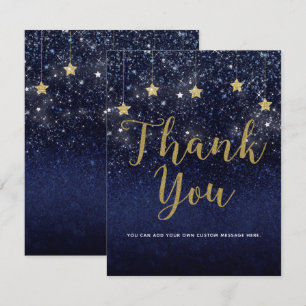 Invitation Sous les étoiles Nuit étoilée Or Bleu Merci