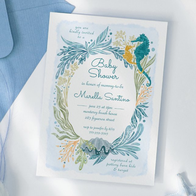 Invitation Sous les vagues de l'Océan marin Baby shower hippi (Créateur téléchargé)