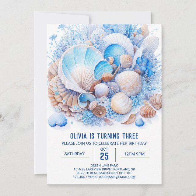 Invitation Sous les vagues garçon anniversaire (Devant)