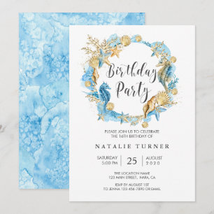 Invitation Sous l'invitation bleue de fête d'anniversaire
