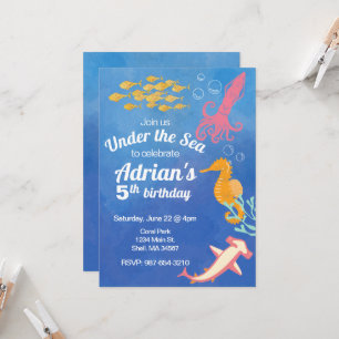 Invitation Sous l'invitation d'anniversaire bleu marine