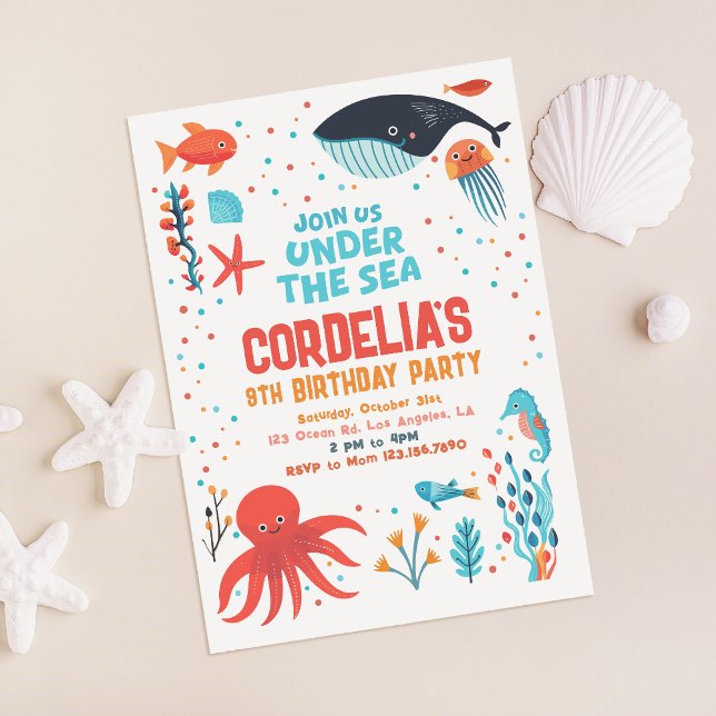 Invitation Sous L'Invitation D'Anniversaire De La Mer (Créateur téléchargé)