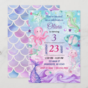 Invitation Sous l'invitation d'anniversaire de la mer, Invita