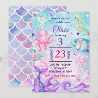 Invitation Sous l'invitation d'anniversaire de la mer, Invita