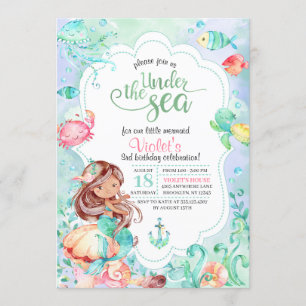 Invitation Sous l'invitation d'anniversaire de la sirène de m