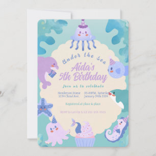 Invitation Sous l'invitation d'anniversaire de mer
