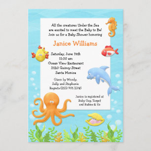 Invitation Sous l'invitation de baby shower de mer