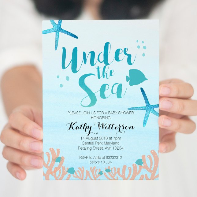 Invitation Sous l'invitation de baby shower de mer (Créateur téléchargé)