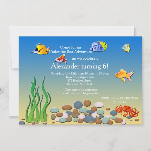 Invitation Sous l'invitation de partie de mer (Devant)
